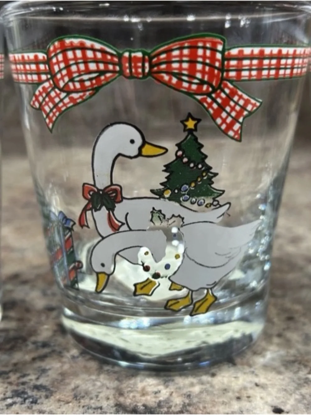 Anchor Hocking Christmas Memories Collection Glass Tumblers 1980s Goose Horse